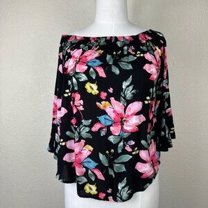 Floral Off-Shoulder Women's Top Solitare Womens Blouse Size S Floral